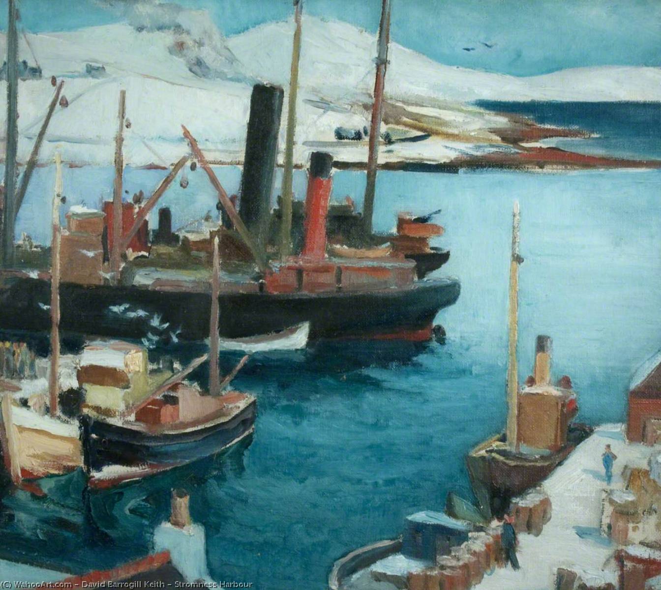 Wikioo.org - The Encyclopedia of Fine Arts - Painting, Artwork by David Barrogill Keith - Stromness Harbour