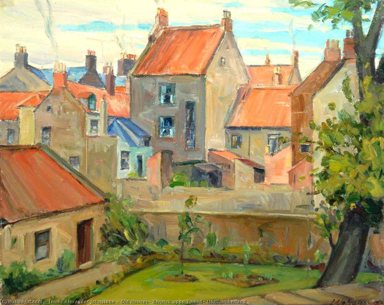 Wikioo.org - The Encyclopedia of Fine Arts - Painting, Artwork by James Alexander Johnstone - Old Houses, Berwick upon Tweed, Northumberland