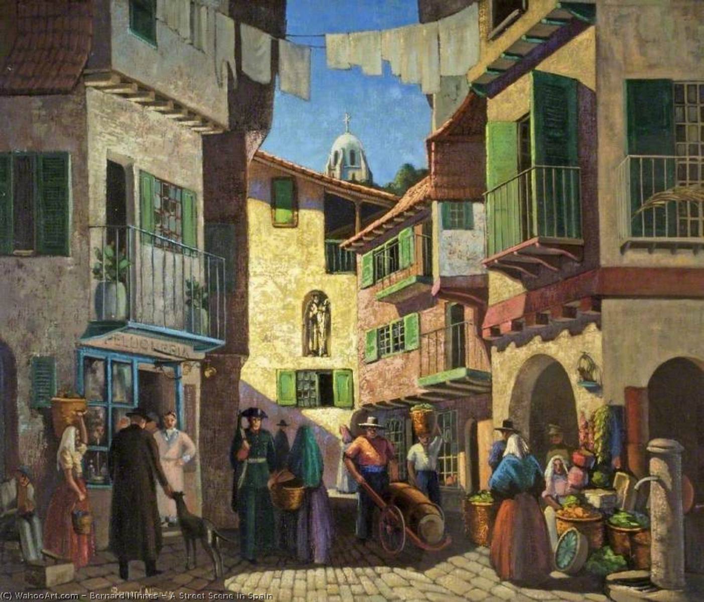 Wikioo.org - The Encyclopedia of Fine Arts - Painting, Artwork by Bernard Ninnes - A Street Scene in Spain