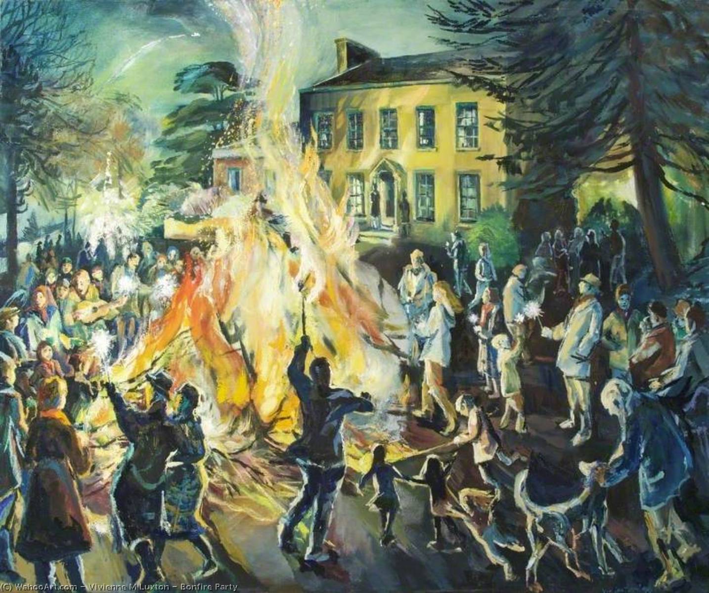Wikioo.org - The Encyclopedia of Fine Arts - Painting, Artwork by Vivienne M Luxton - Bonfire Party