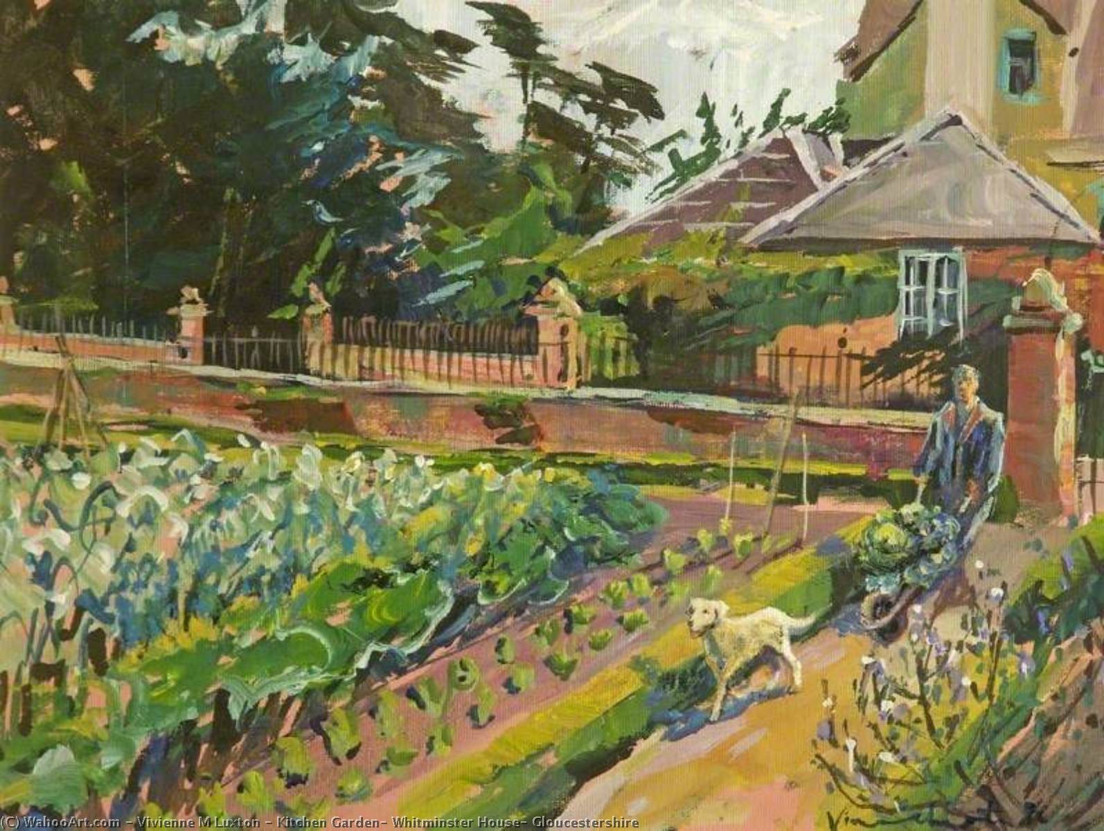 Wikioo.org - The Encyclopedia of Fine Arts - Painting, Artwork by Vivienne M Luxton - Kitchen Garden, Whitminster House, Gloucestershire