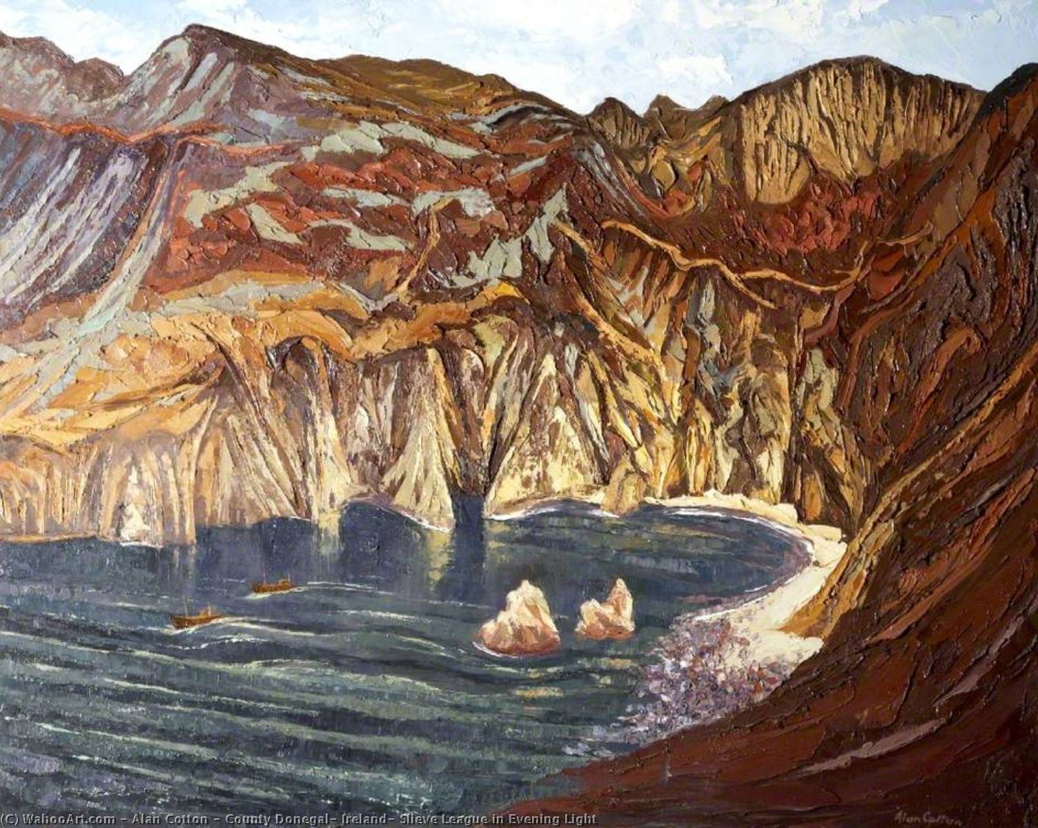 Wikioo.org - The Encyclopedia of Fine Arts - Painting, Artwork by Alan Cotton - County Donegal, Ireland, Slieve League in Evening Light