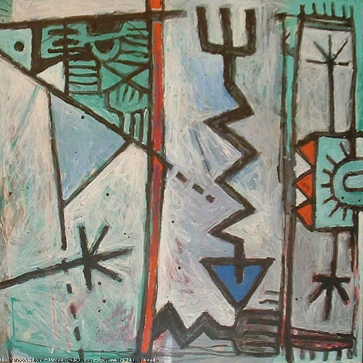 Wikioo.org – L'Enciclopedia delle Belle Arti - Pittura, Opere di Mohamed Ounouh - forcella con  Un  azzurro  triangolo