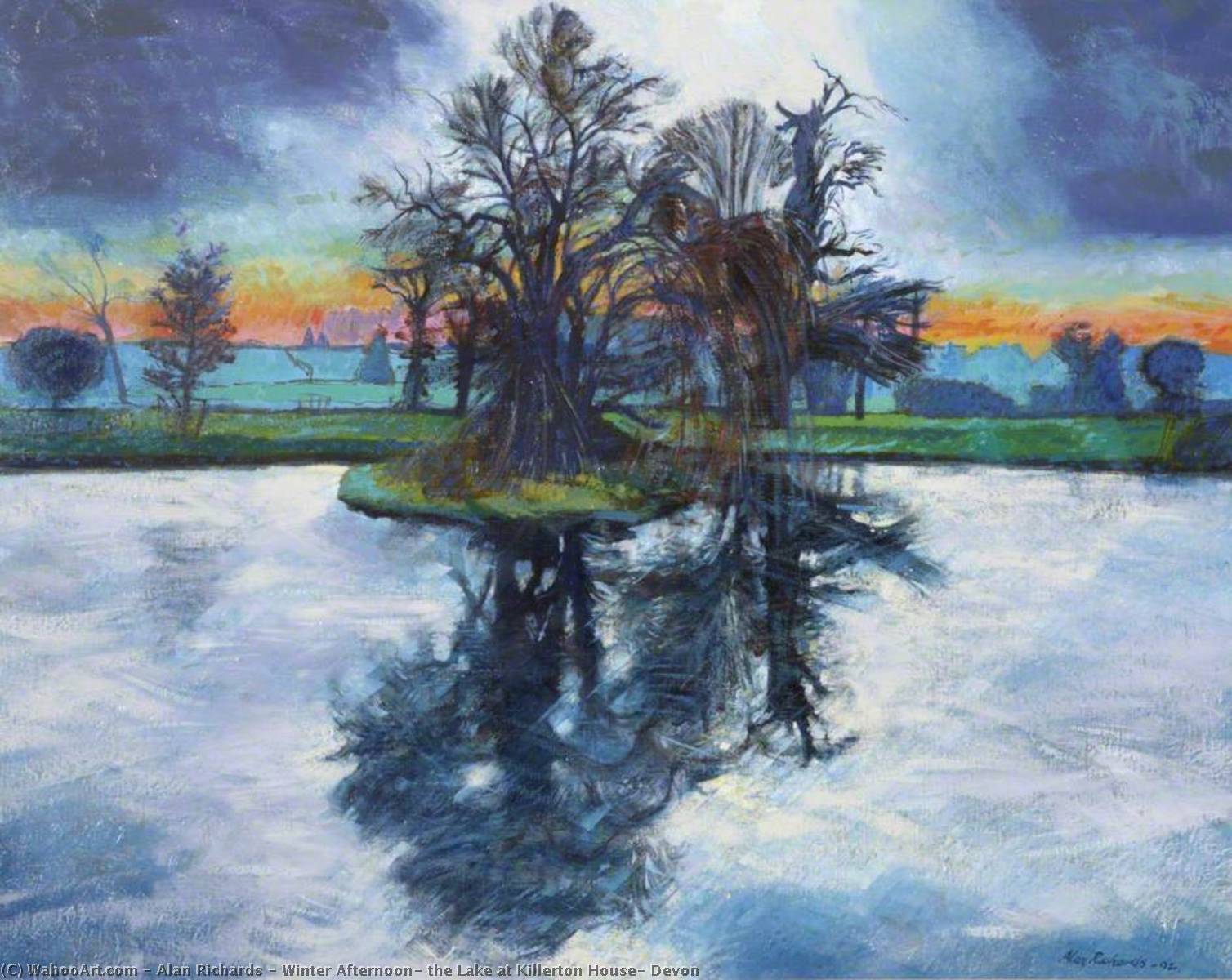 Wikioo.org - The Encyclopedia of Fine Arts - Painting, Artwork by Alan Richards - Winter Afternoon, the Lake at Killerton House, Devon