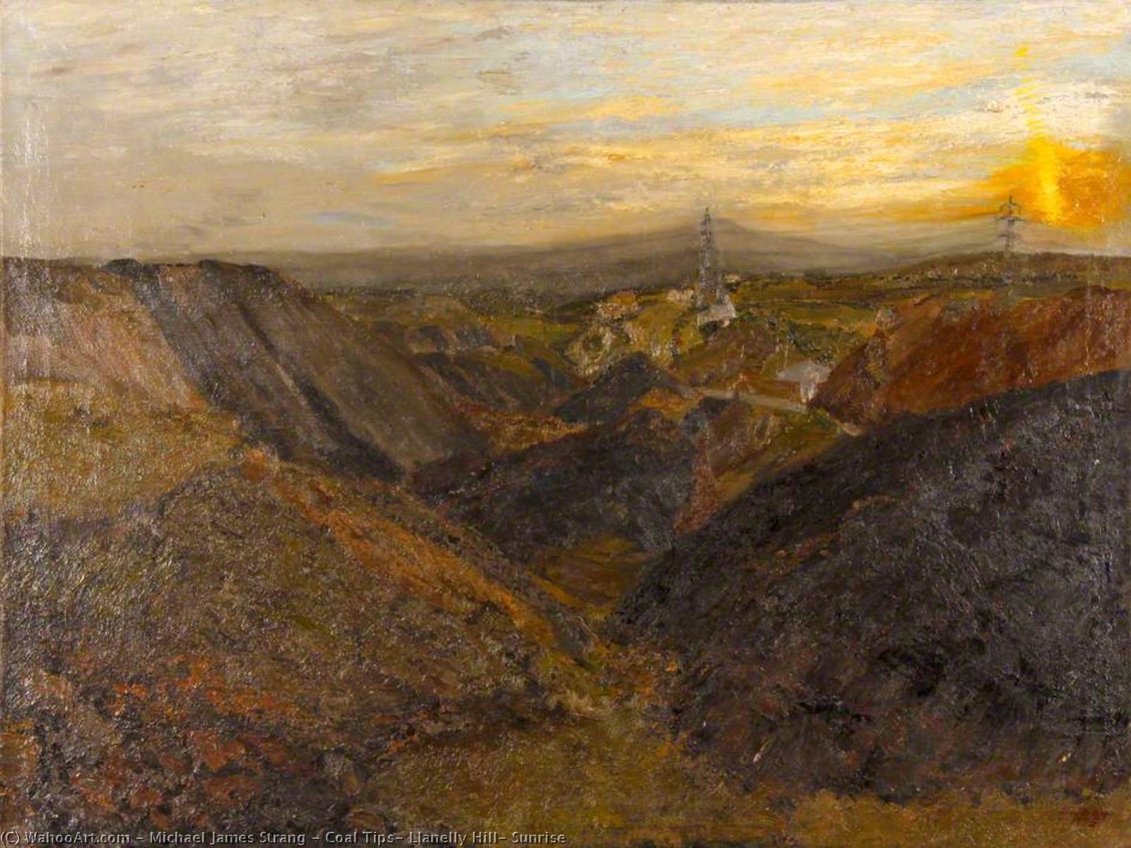 Wikioo.org - The Encyclopedia of Fine Arts - Painting, Artwork by Michael James Strang - Coal Tips, Llanelly Hill, Sunrise