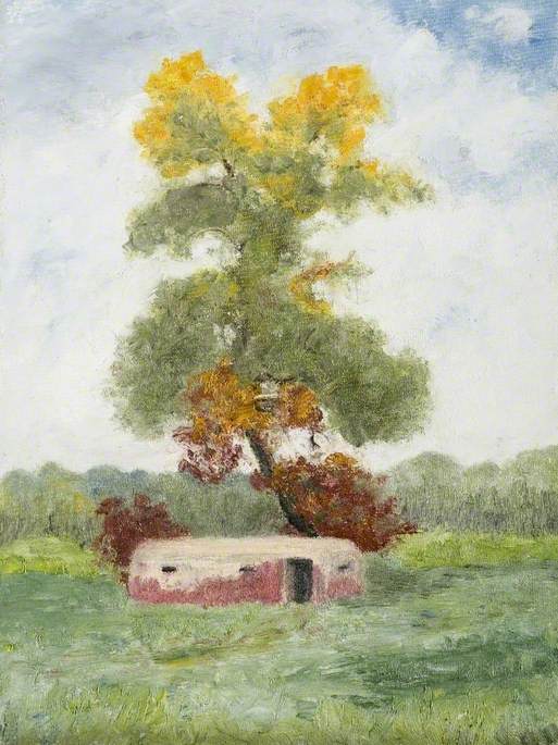 Wikioo.org - The Encyclopedia of Fine Arts - Painting, Artwork by Ernest Grant Longman - The Dying Aspen and the Old Pill Box, Bushey