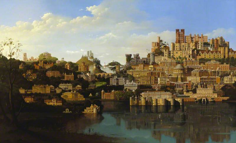 Wikioo.org - The Encyclopedia of Fine Arts - Painting, Artwork by Carl Laubin - Capriccio of Buildings Belonging to the National Trust