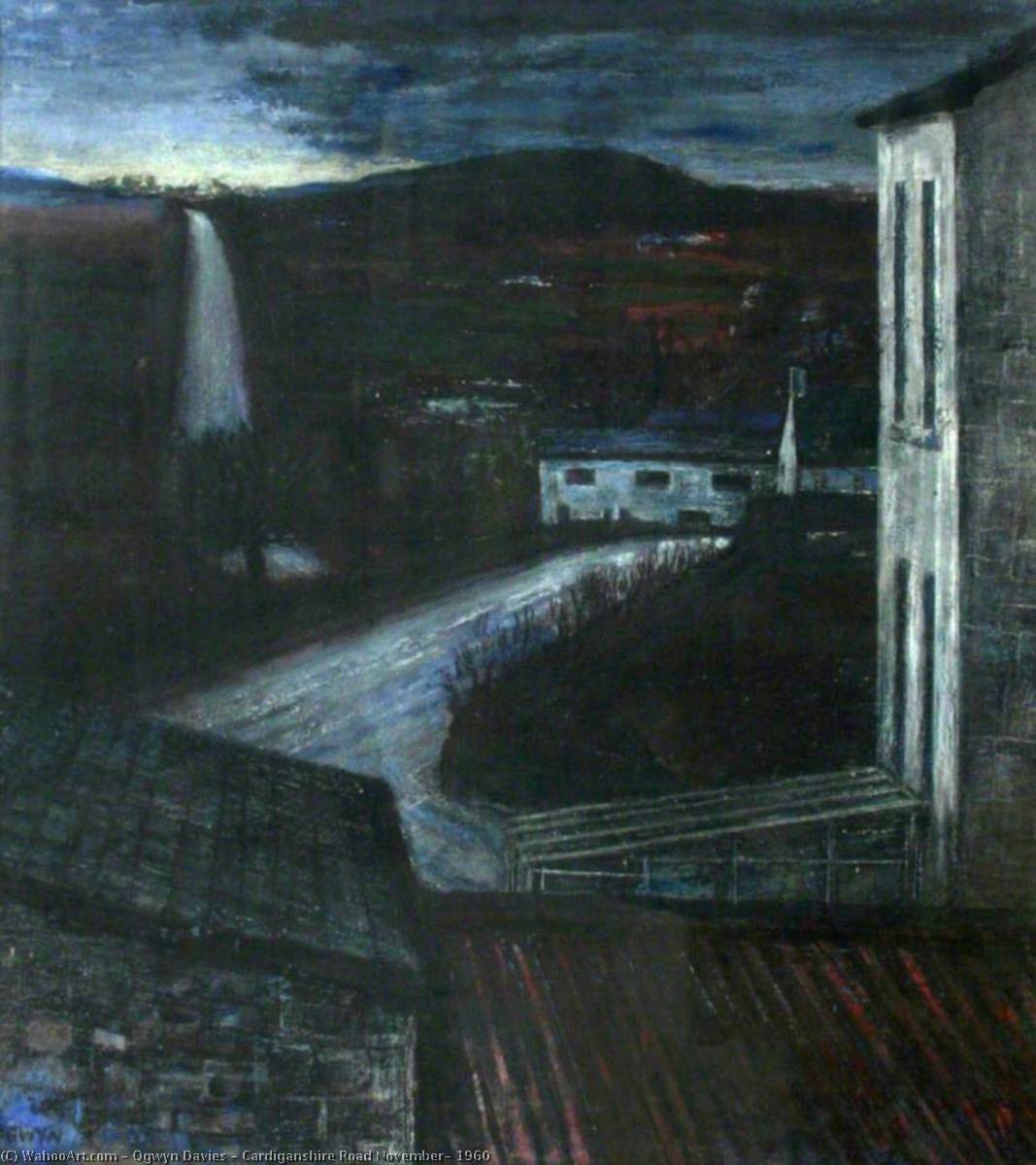 WikiOO.org - Encyclopedia of Fine Arts - Målning, konstverk Ogwyn Davies - Cardiganshire Road November, 1960