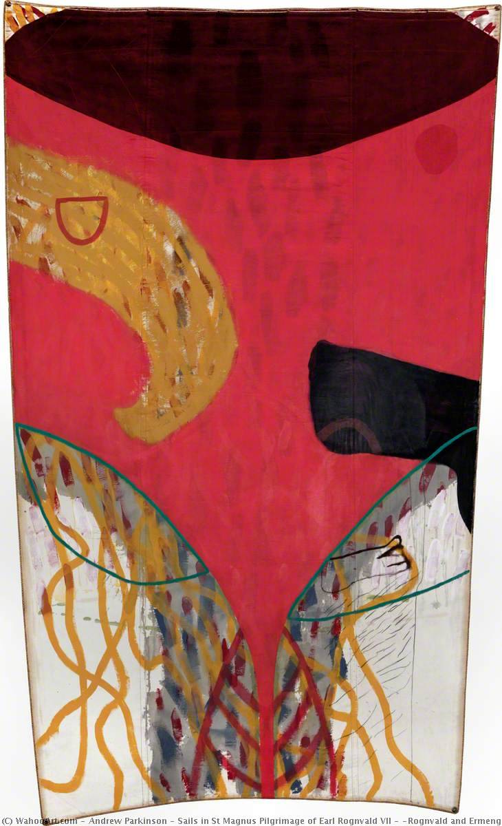 Wikioo.org - The Encyclopedia of Fine Arts - Painting, Artwork by Andrew Parkinson - Sails in St Magnus Pilgrimage of Earl Rognvald VII – 'Rognvald and Ermengarde roses, lyrics in Narbonne'