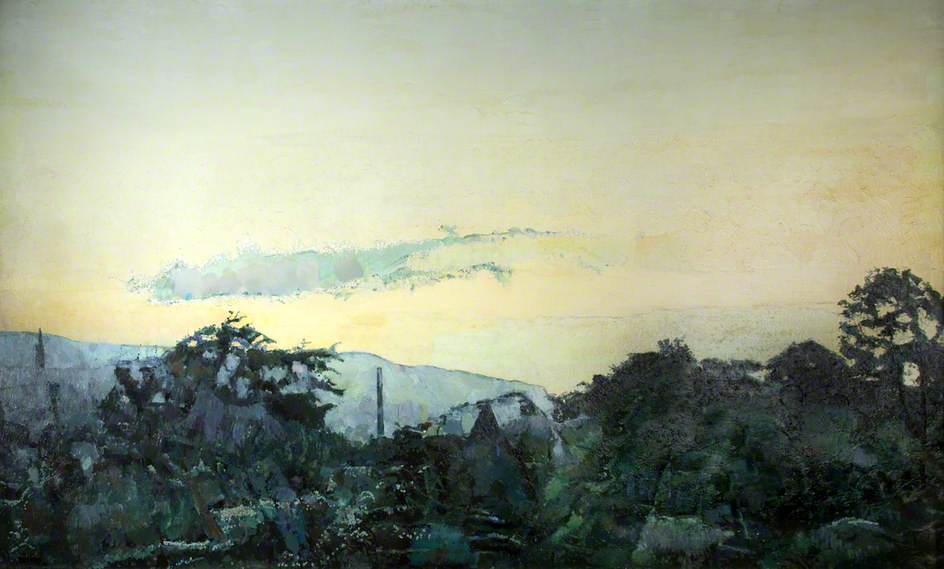 Wikioo.org - The Encyclopedia of Fine Arts - Painting, Artwork by David Wild - Hambledon Viewed from the Roof of Burnley College, Twilight