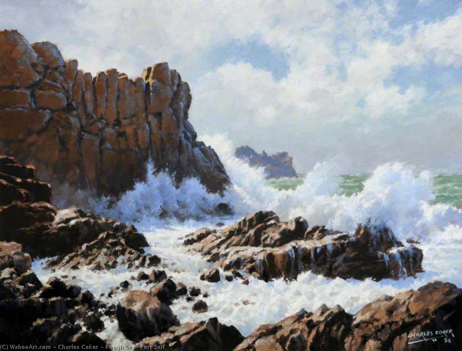 WikiOO.org - Enciclopedia of Fine Arts - Pictura, lucrări de artă Charles Coker - Rough Sea, Port Soif