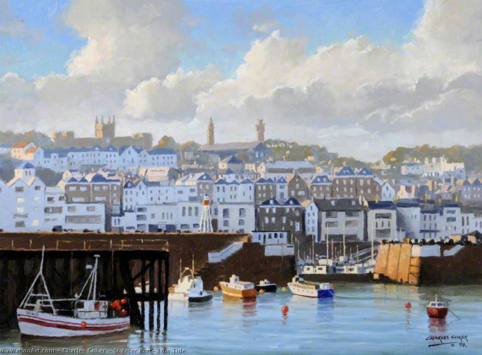 Wikioo.org - The Encyclopedia of Fine Arts - Painting, Artwork by Charles Coker - St Peter Port, Low Tide