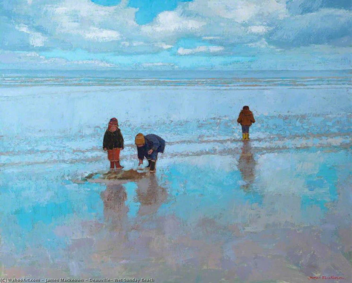 Wikioo.org - The Encyclopedia of Fine Arts - Painting, Artwork by James Mackeown - Deauville, Wet Sunday Beach