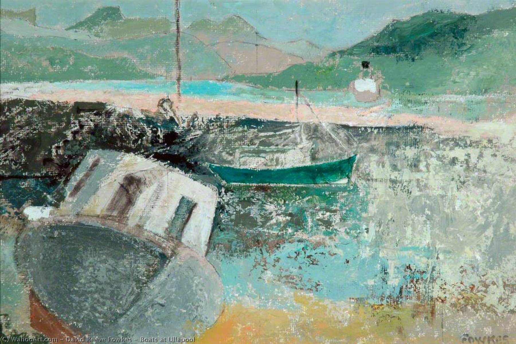 Wikioo.org - The Encyclopedia of Fine Arts - Painting, Artwork by David Reeve Fowkes - Boats at Ullapool