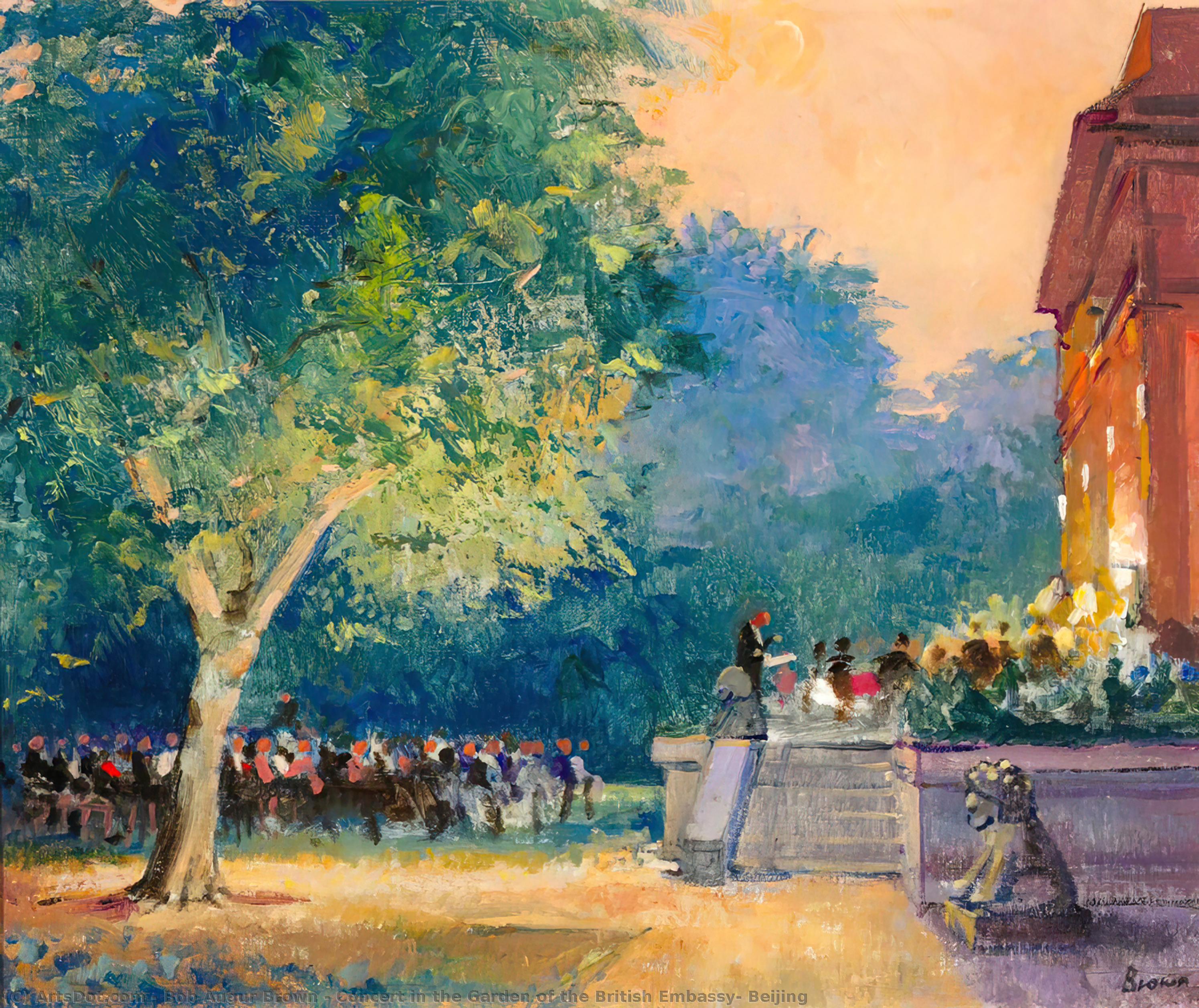 Wikioo.org - The Encyclopedia of Fine Arts - Painting, Artwork by Bob Augur Brown - Concert in the Garden of the British Embassy, Beijing
