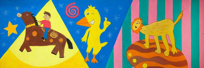 Wikioo.org - Bách khoa toàn thư về mỹ thuật - Vẽ tranh, Tác phẩm nghệ thuật Wendy Lewis - Children's Panel Horse, Duck and Lion