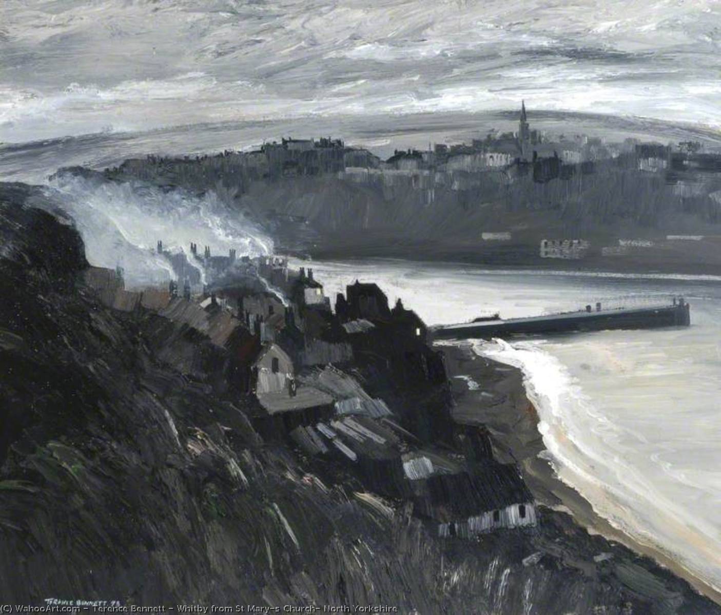 Wikioo.org - The Encyclopedia of Fine Arts - Painting, Artwork by Terence Bennett - Whitby from St Mary's Church, North Yorkshire