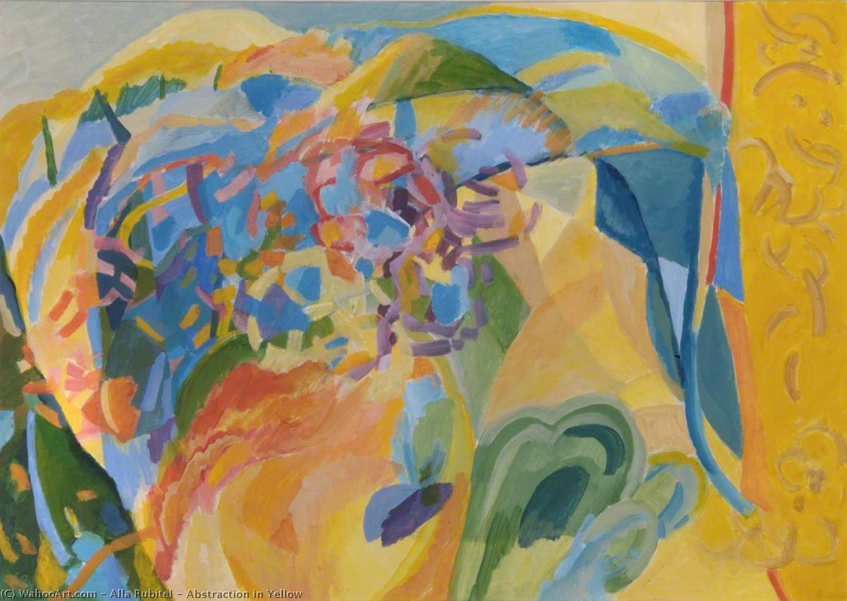 Wikioo.org - The Encyclopedia of Fine Arts - Painting, Artwork by Alla Rubitel - Abstraction in Yellow