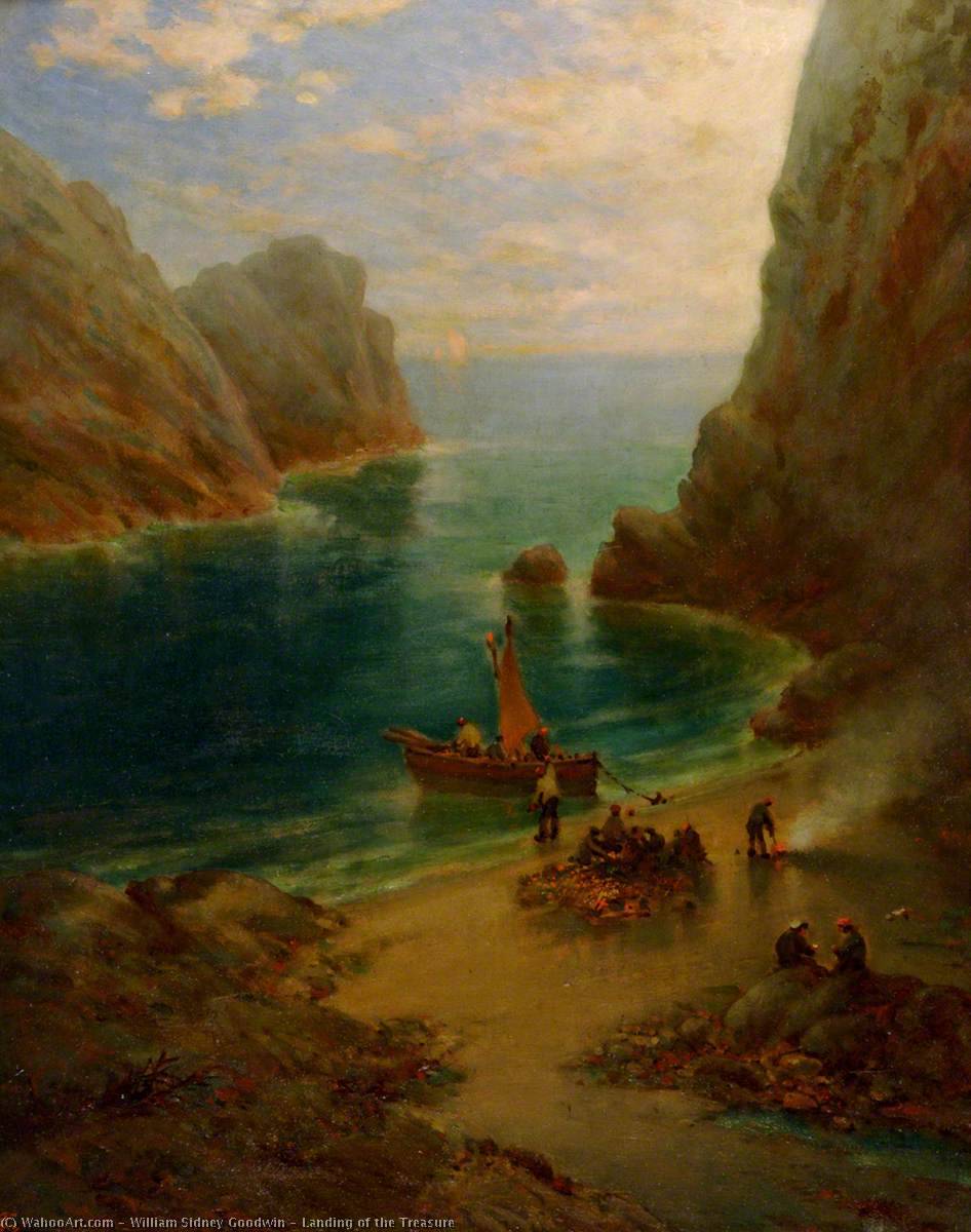 Wikioo.org - The Encyclopedia of Fine Arts - Painting, Artwork by William Sidney Goodwin - Landing of the Treasure