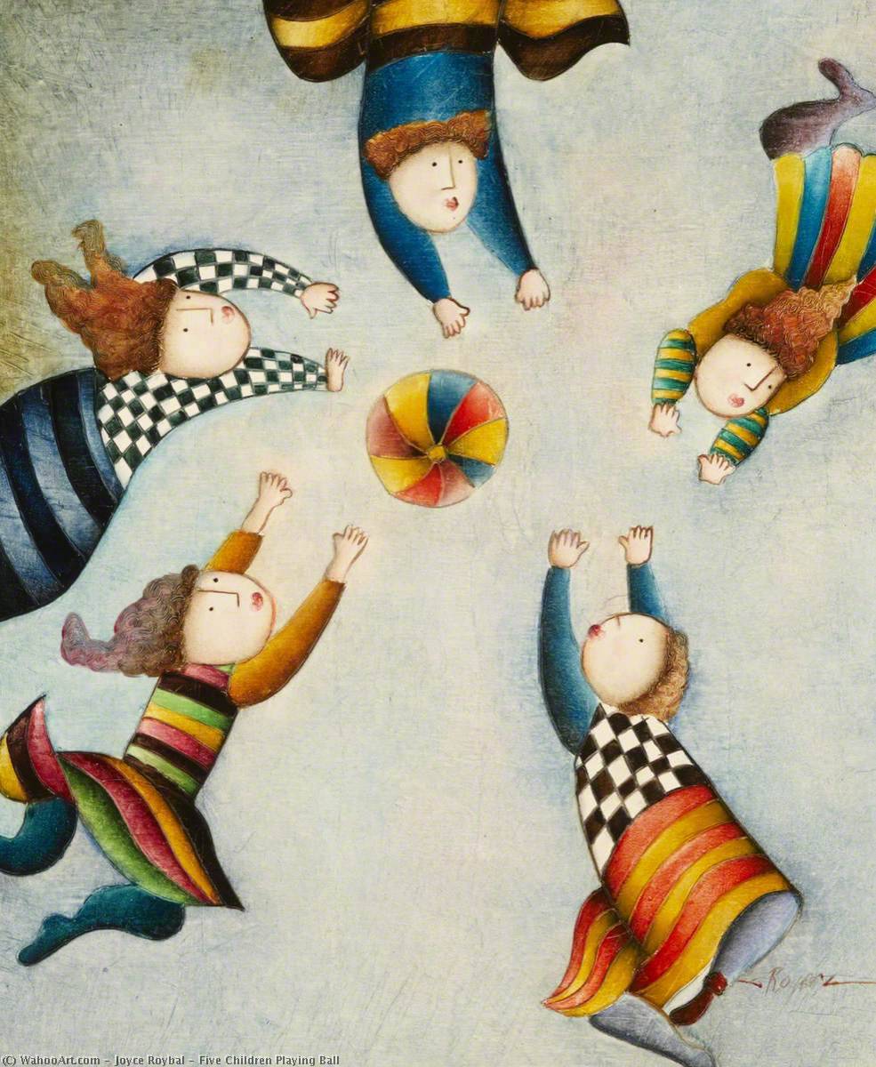 Wikioo.org - The Encyclopedia of Fine Arts - Painting, Artwork by Joyce Roybal - Five Children Playing Ball