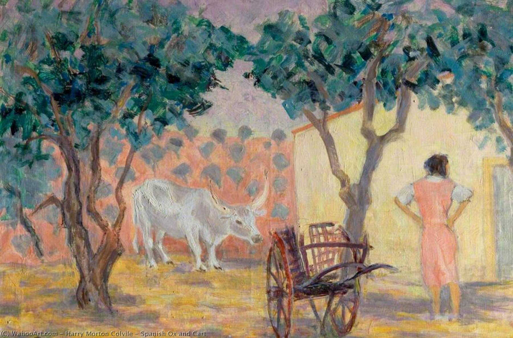 Wikioo.org - The Encyclopedia of Fine Arts - Painting, Artwork by Harry Morton Colvile - Spanish Ox and Cart