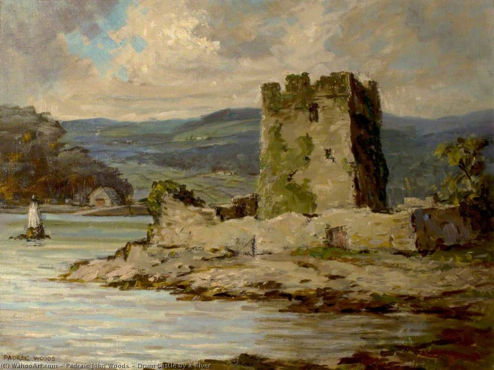 Wikioo.org - The Encyclopedia of Fine Arts - Painting, Artwork by Padraic John Woods - Drum Castle by a River