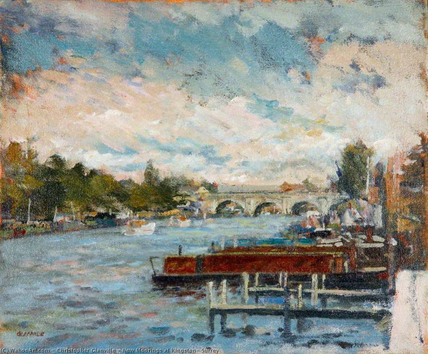 Wikioo.org - The Encyclopedia of Fine Arts - Painting, Artwork by Christopher Glanville - New Moorings at Kingston, Surrey