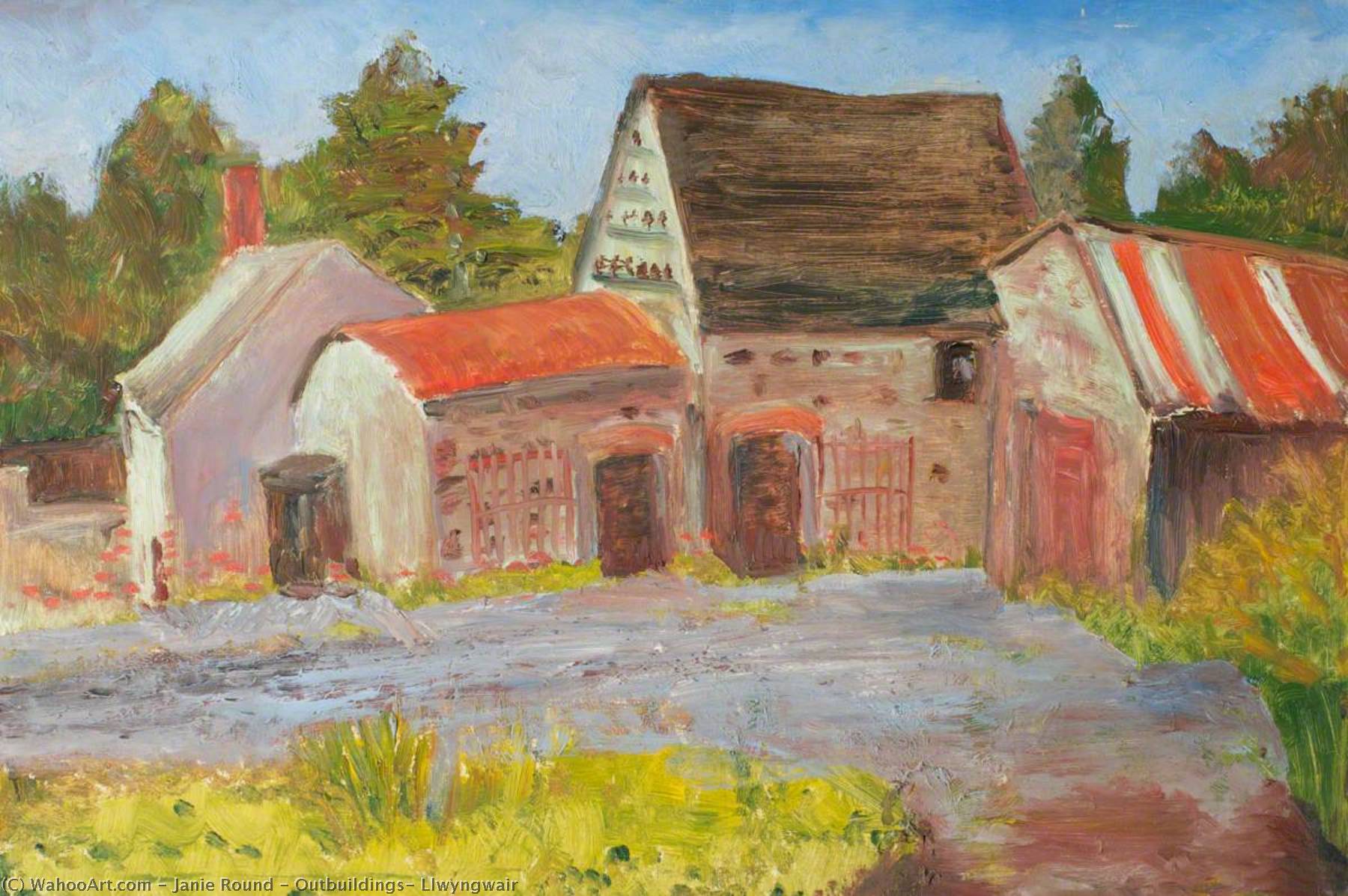 Wikioo.org - The Encyclopedia of Fine Arts - Painting, Artwork by Janie Round - Outbuildings, Llwyngwair