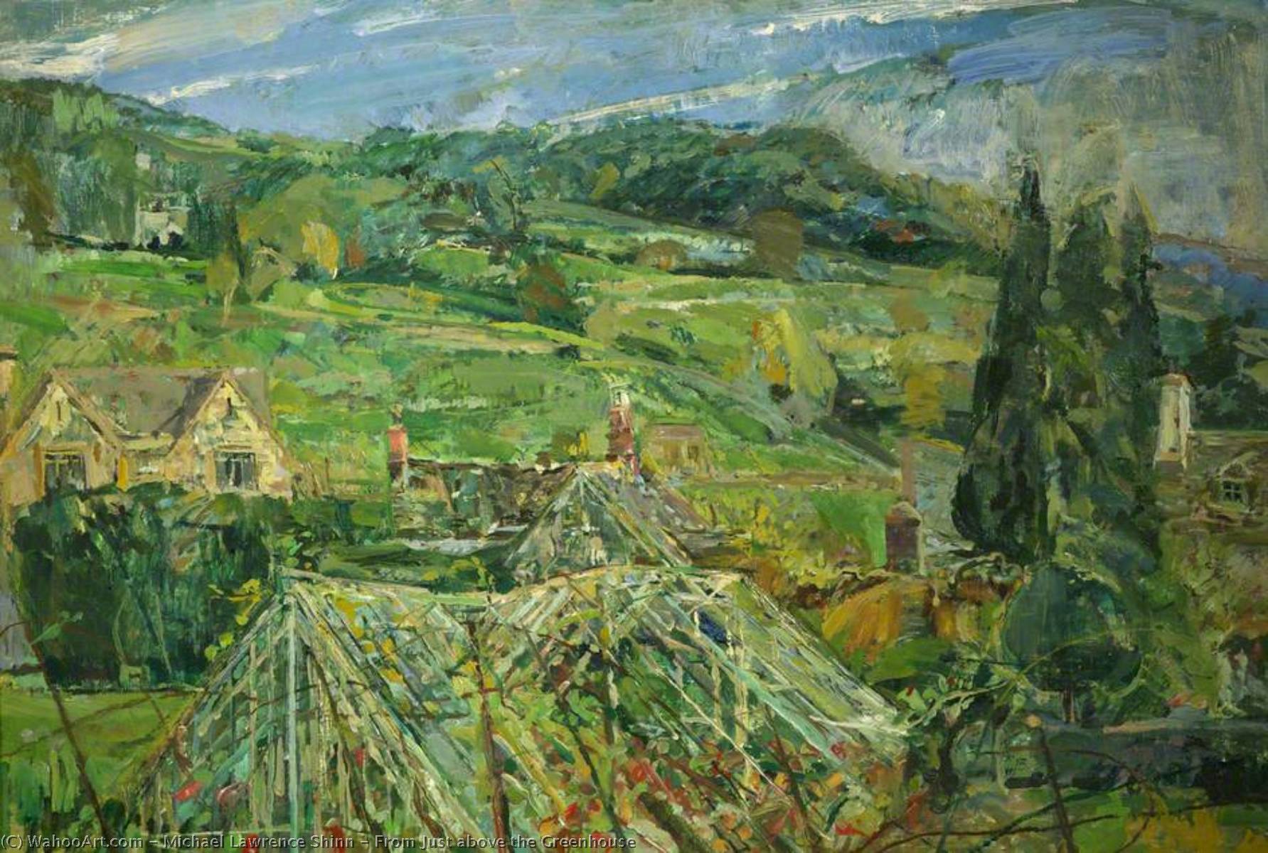 Wikioo.org - The Encyclopedia of Fine Arts - Painting, Artwork by Michael Lawrence Shinn - From Just above the Greenhouse