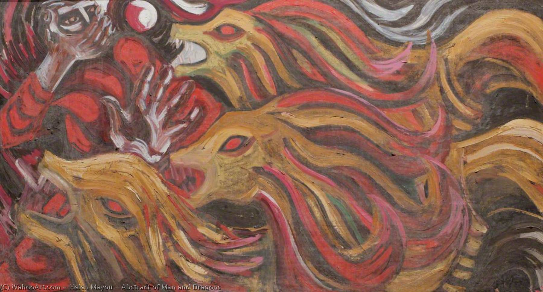 Wikioo.org - The Encyclopedia of Fine Arts - Painting, Artwork by Helen Mayou - Abstract of Man and Dragons
