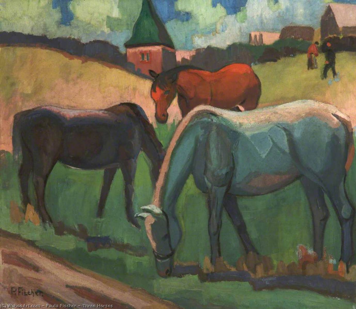 Wikioo.org - The Encyclopedia of Fine Arts - Painting, Artwork by Paula Fischer - Three Horses