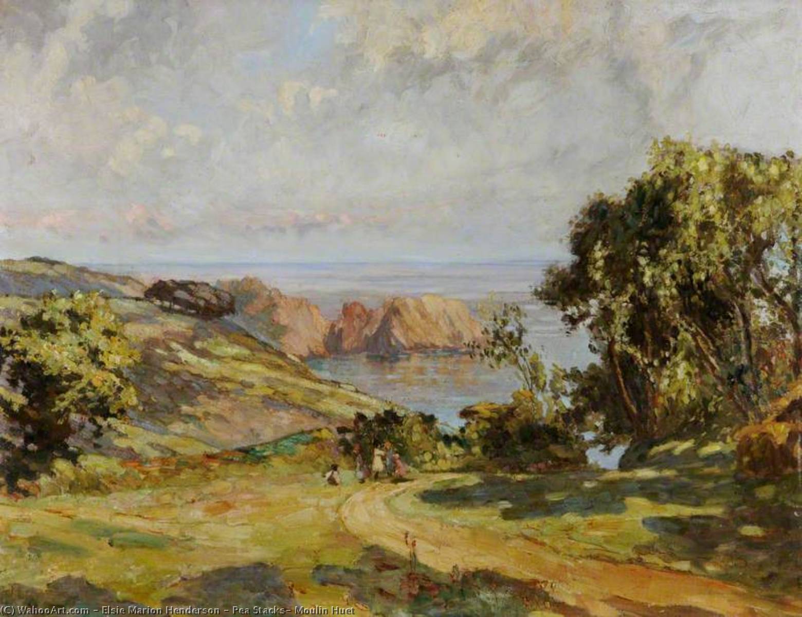 Wikioo.org - The Encyclopedia of Fine Arts - Painting, Artwork by Elsie Marion Henderson - Pea Stacks, Moulin Huet