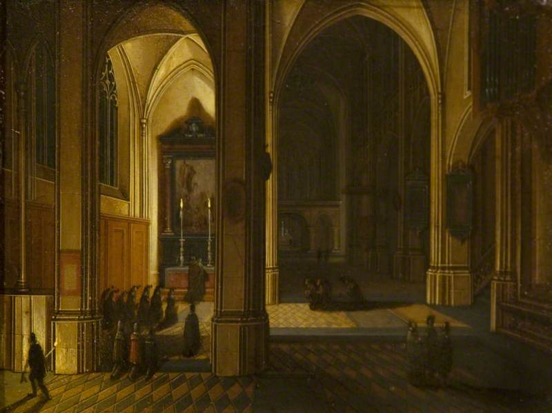 Wikioo.org - The Encyclopedia of Fine Arts - Painting, Artwork by Peeter Neeffs The Younger - Interior of St Bavo, Haarlem