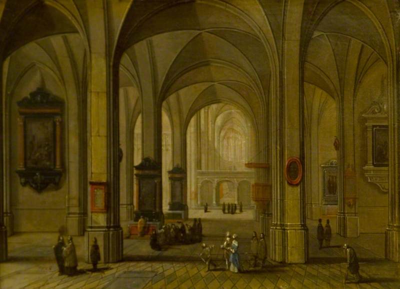 Wikioo.org - The Encyclopedia of Fine Arts - Painting, Artwork by Peeter Neeffs The Younger - Interior of a Church