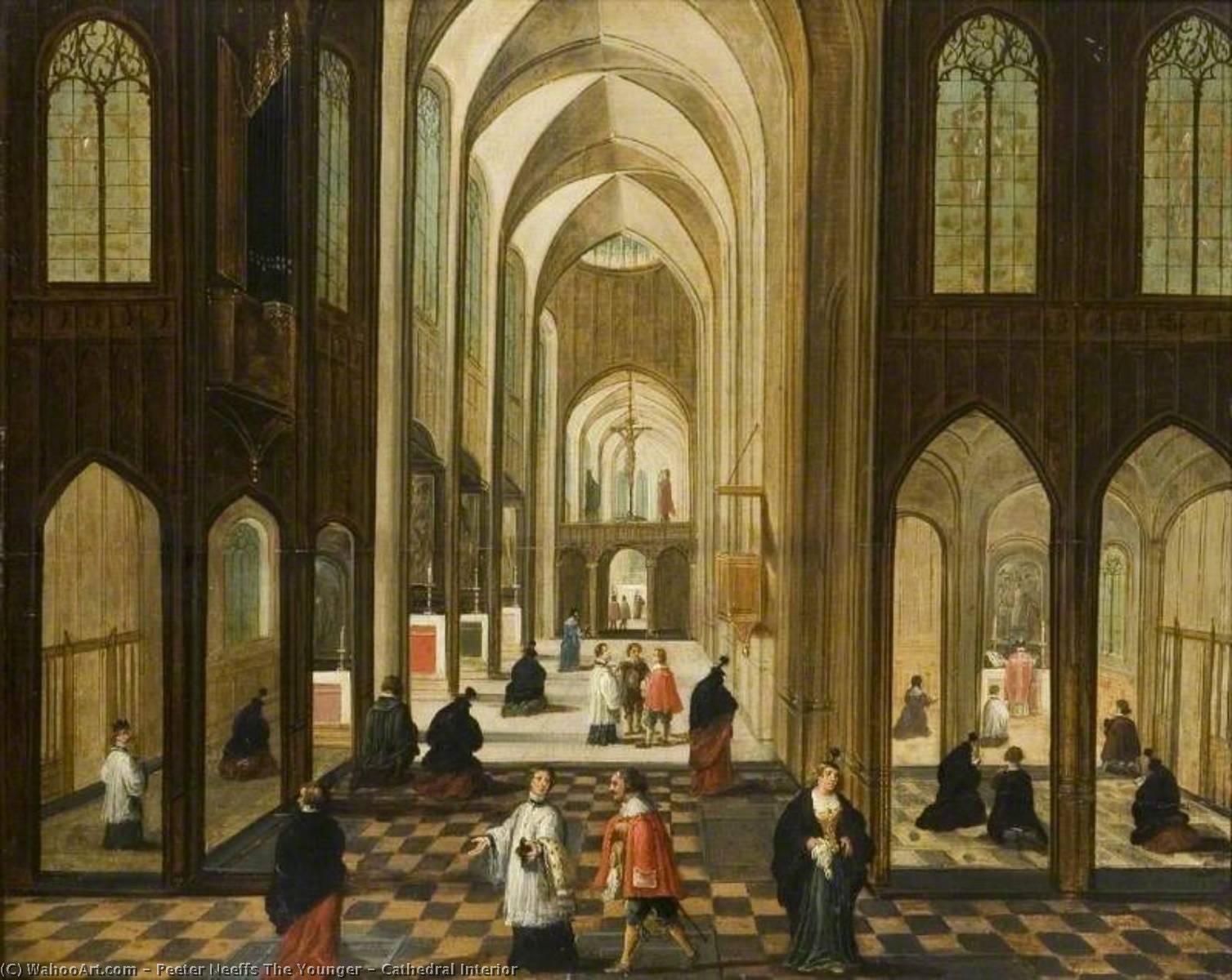 Wikioo.org - The Encyclopedia of Fine Arts - Painting, Artwork by Peeter Neeffs The Younger - Cathedral Interior