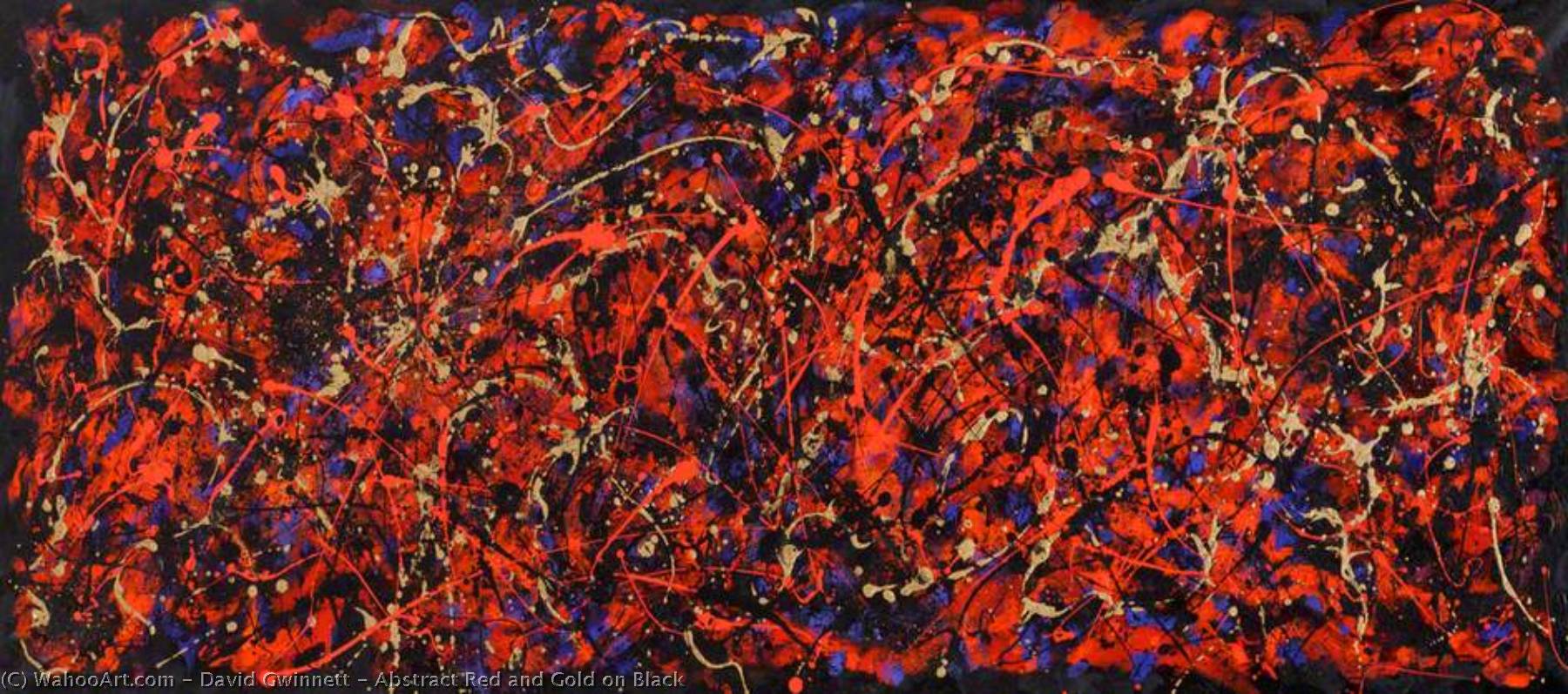 Wikioo.org - The Encyclopedia of Fine Arts - Painting, Artwork by David Gwinnett - Abstract Red and Gold on Black