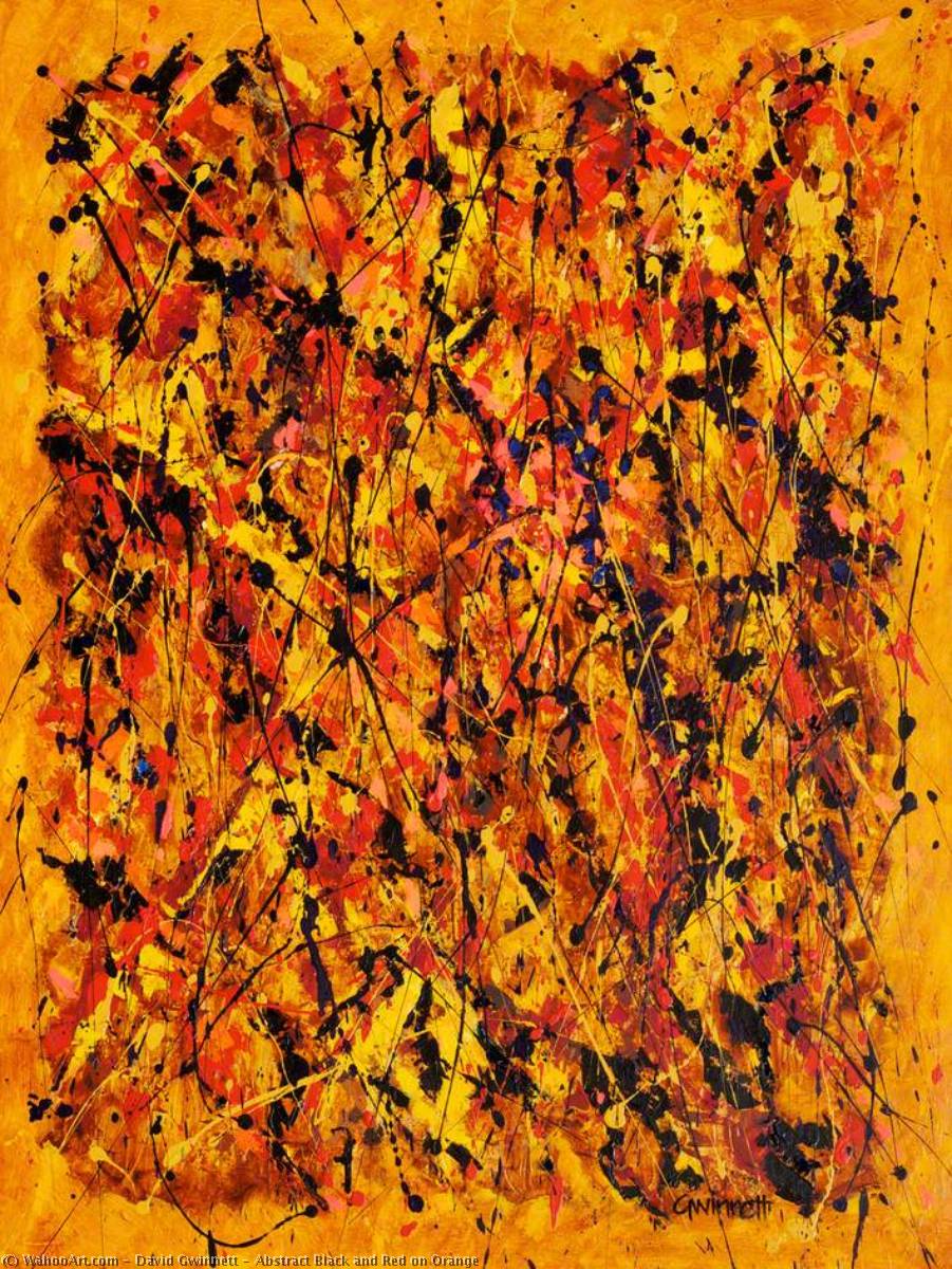 Wikioo.org - The Encyclopedia of Fine Arts - Painting, Artwork by David Gwinnett - Abstract Black and Red on Orange