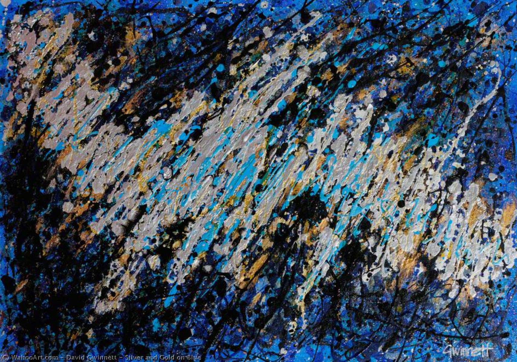 Wikioo.org - The Encyclopedia of Fine Arts - Painting, Artwork by David Gwinnett - Silver and Gold on Blue