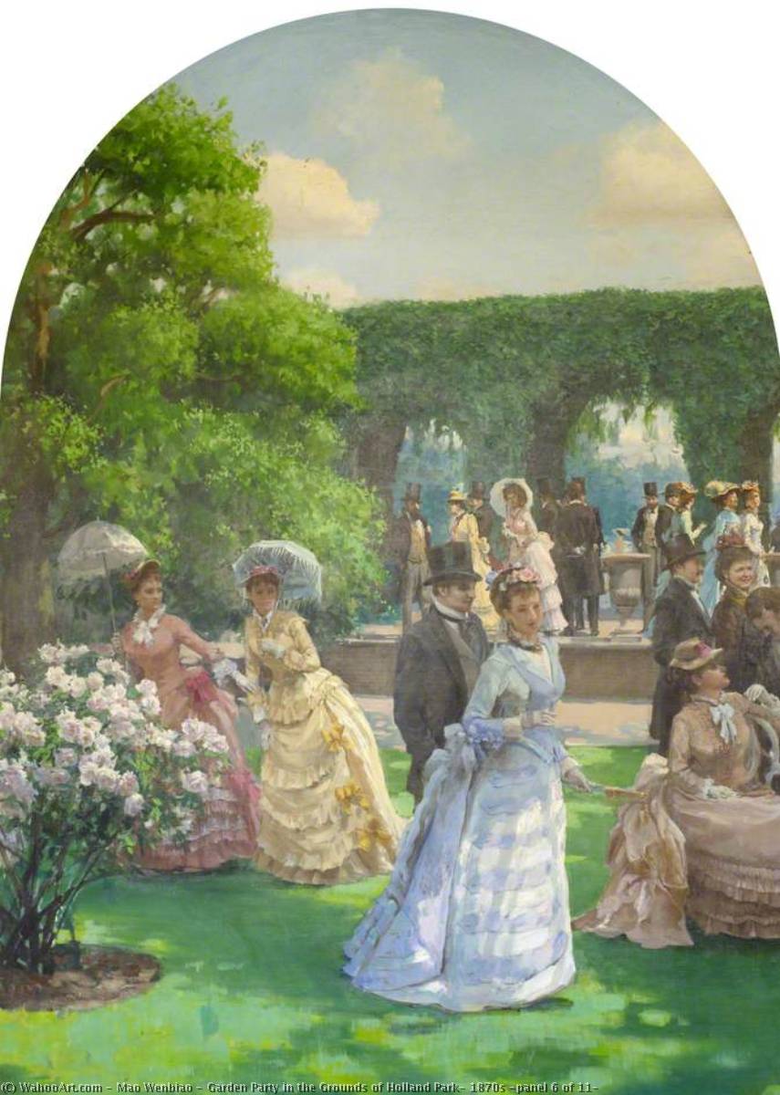 Wikioo.org - The Encyclopedia of Fine Arts - Painting, Artwork by Mao Wenbiao - Garden Party in the Grounds of Holland Park, 1870s (panel 6 of 11)