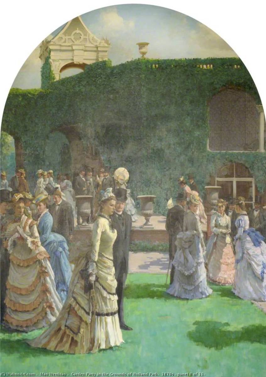 Wikioo.org - The Encyclopedia of Fine Arts - Painting, Artwork by Mao Wenbiao - Garden Party in the Grounds of Holland Park, 1870s (panel 8 of 11)