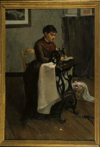 Wikioo.org – L'Encyclopédie des Beaux Arts - Peinture, Oeuvre de Buttet Jeanne De - Jeune femme travaillant un la machine une coudre