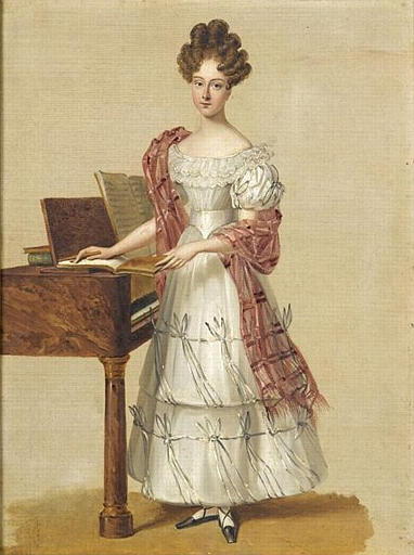 Wikioo.org - The Encyclopedia of Fine Arts - Painting, Artwork by Alexandre Jean Dubois Drahonet - LA PRINCESSE MARIE D'ORLEANS, DUCHESSE DE WURTEMBERG (1813 1839)