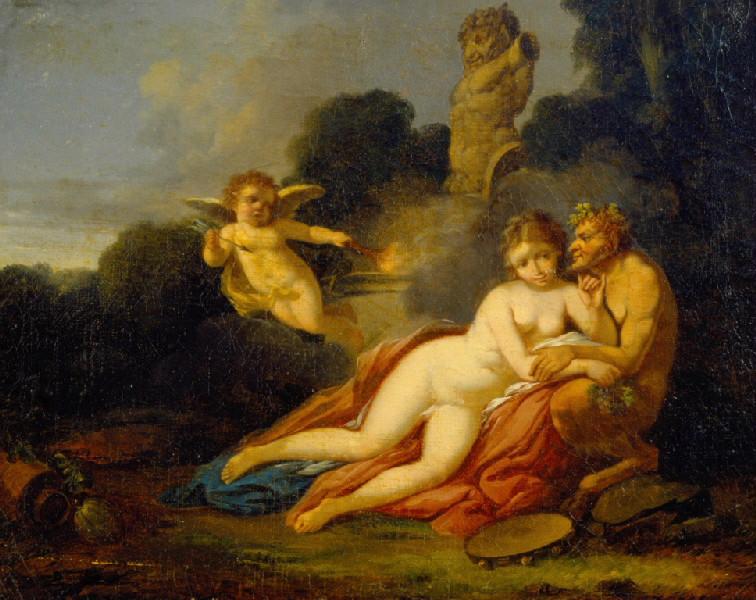 Wikioo.org - The Encyclopedia of Fine Arts - Painting, Artwork by Jean Baptiste Mallet - Nymphe, satyre et amour