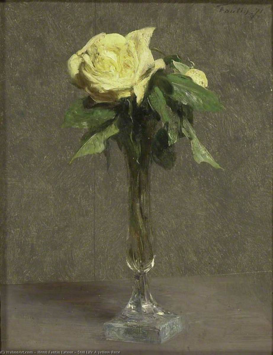 Wikioo.org - The Encyclopedia of Fine Arts - Painting, Artwork by Henri Fantin Latour - Still Life A yellow Rose