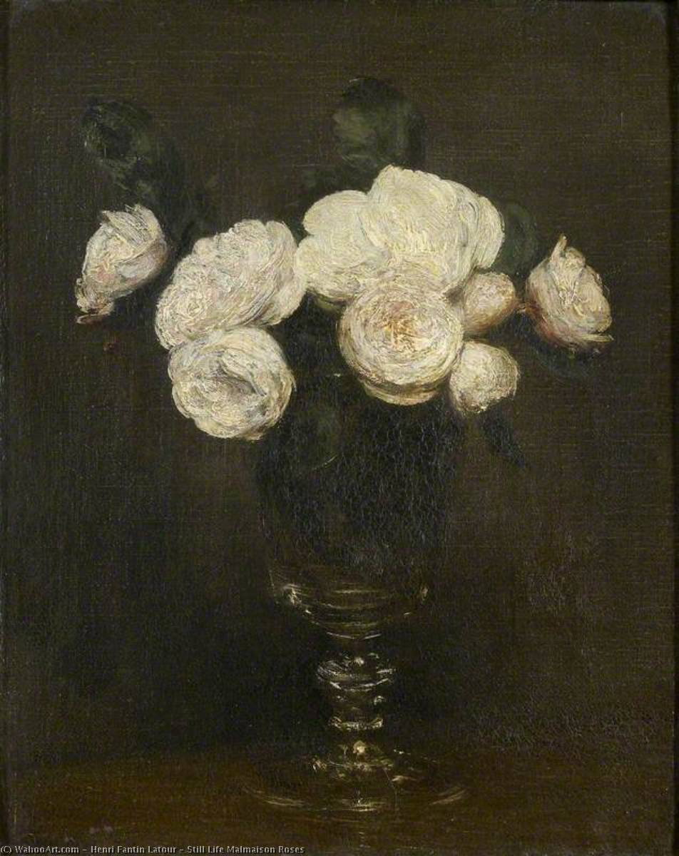 Wikioo.org - The Encyclopedia of Fine Arts - Painting, Artwork by Henri Fantin Latour - Still Life Malmaison Roses