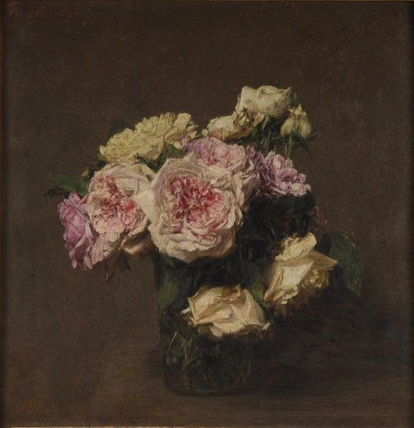 WikiOO.org - Encyclopedia of Fine Arts - Målning, konstverk Henri Fantin Latour - Roses dans un vase de cristal
