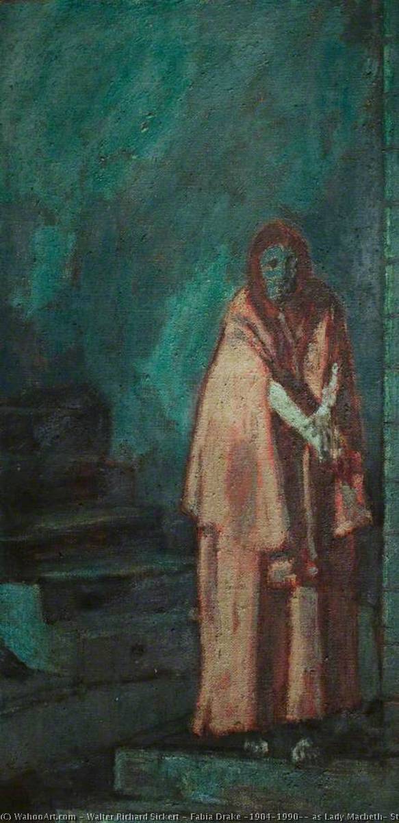 Wikioo.org - The Encyclopedia of Fine Arts - Painting, Artwork by Walter Richard Sickert - Fabia Drake (1904–1990), as Lady Macbeth, Stratford (from 'Macbeth')