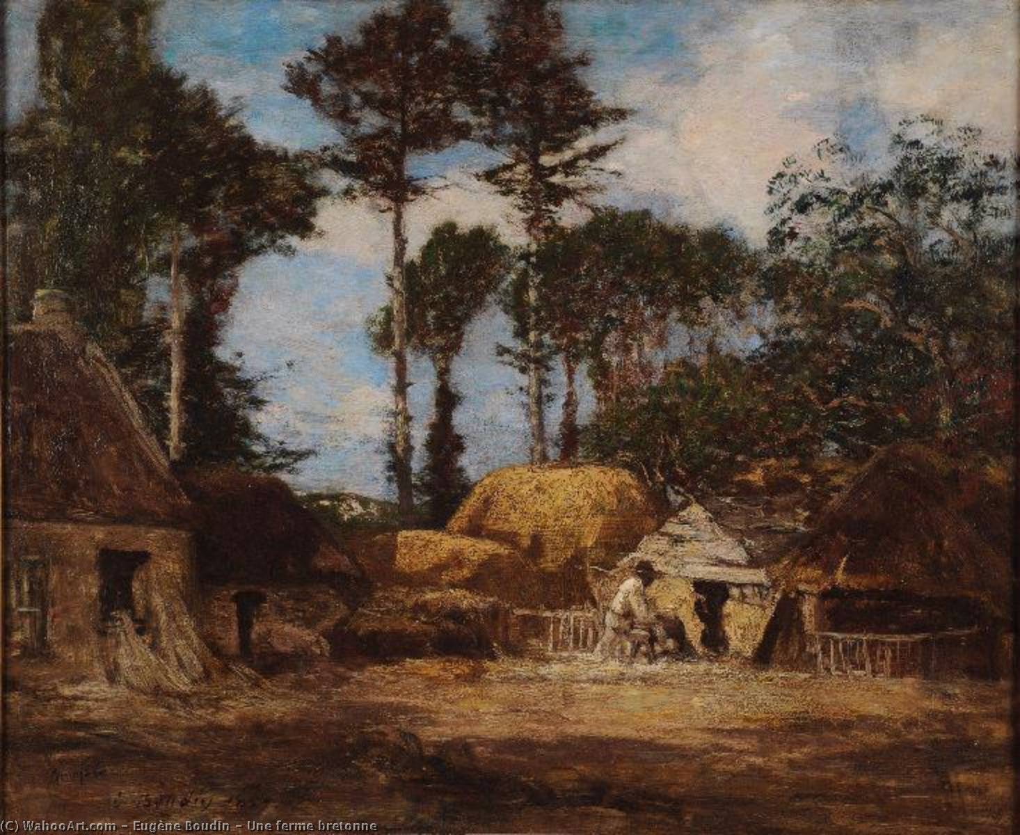 Wikioo.org - The Encyclopedia of Fine Arts - Painting, Artwork by Eugène Louis Boudin - Une ferme bretonne