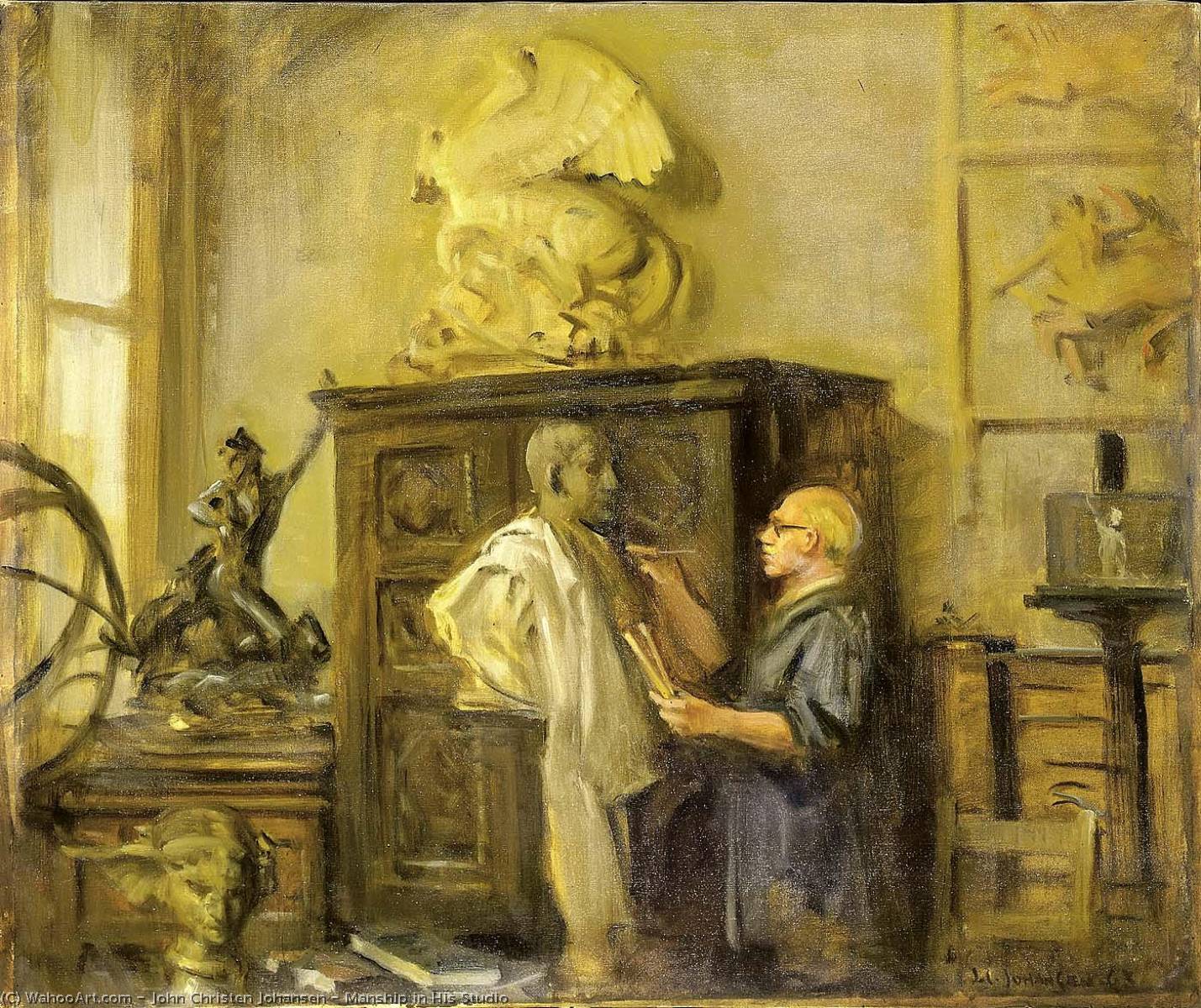Wikioo.org - The Encyclopedia of Fine Arts - Painting, Artwork by John Christen Johansen - Manship in His Studio