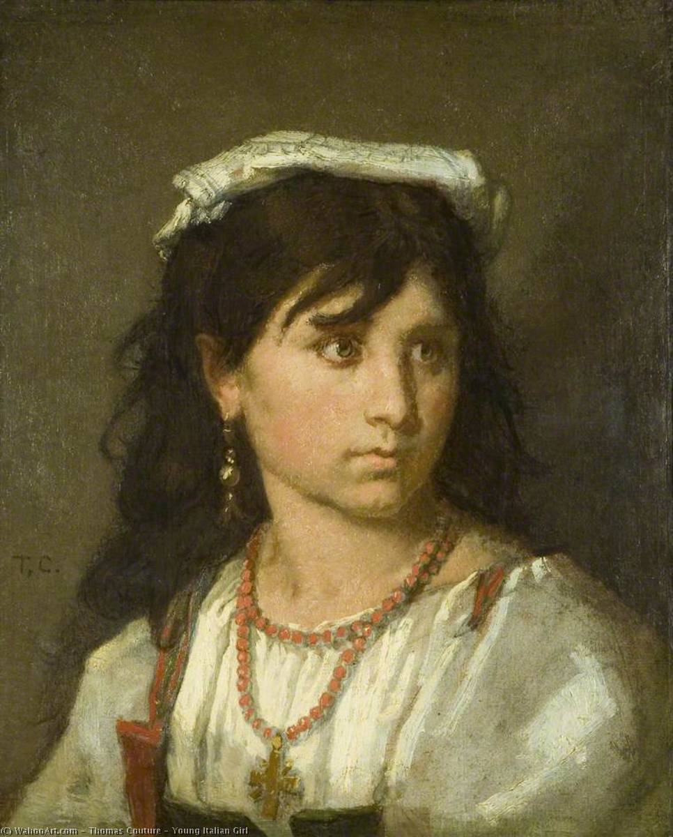 Wikioo.org - The Encyclopedia of Fine Arts - Painting, Artwork by Thomas Couture - Young Italian Girl